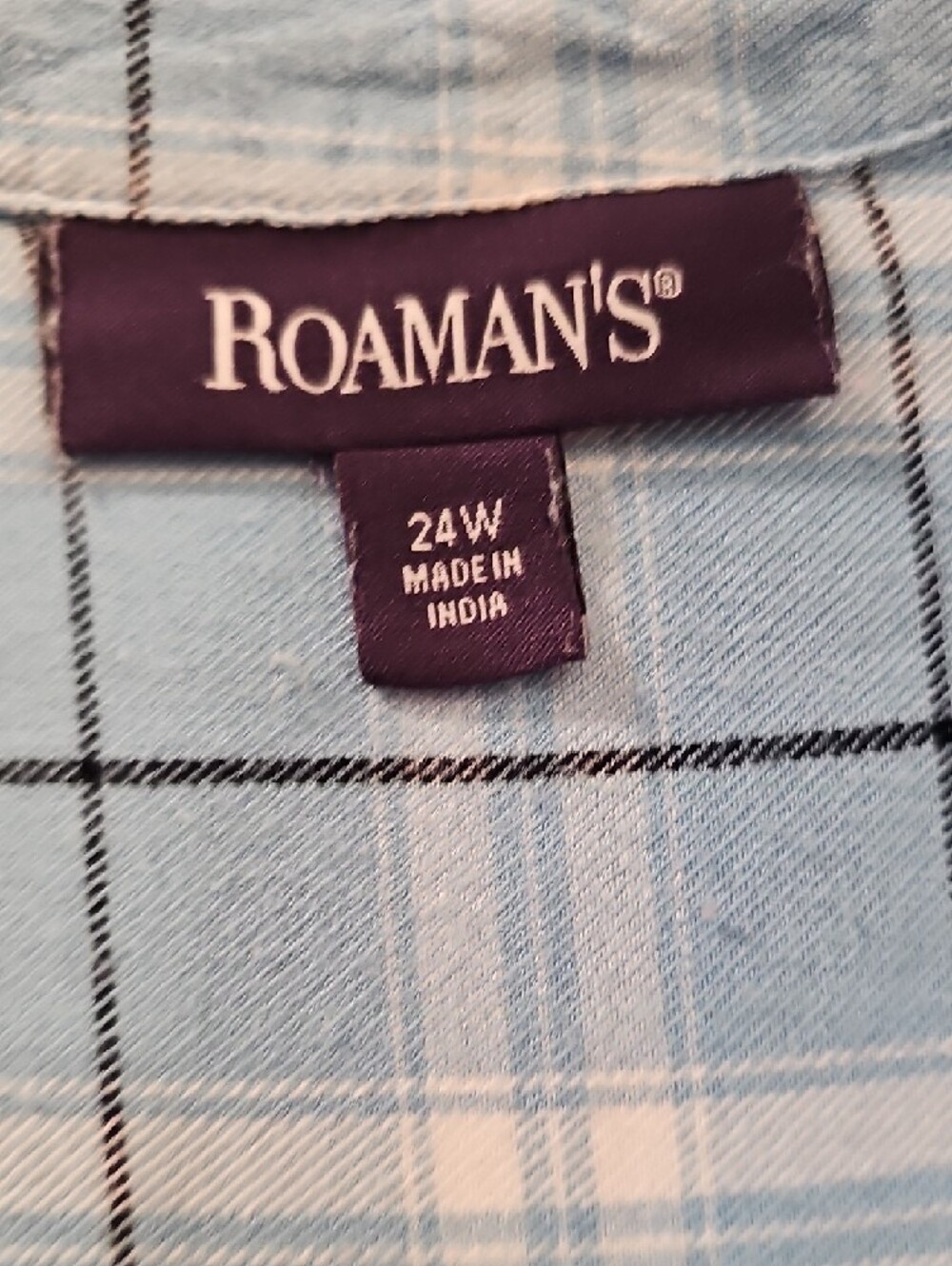 Roaman's Light Blue Plaid Tunic with Floral Embroidery - Picture 4 of 5